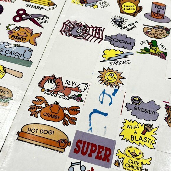Unbranded Other - 2 Sheets Vintage Wacky Stickers 1980s Teacher Crafting Retro